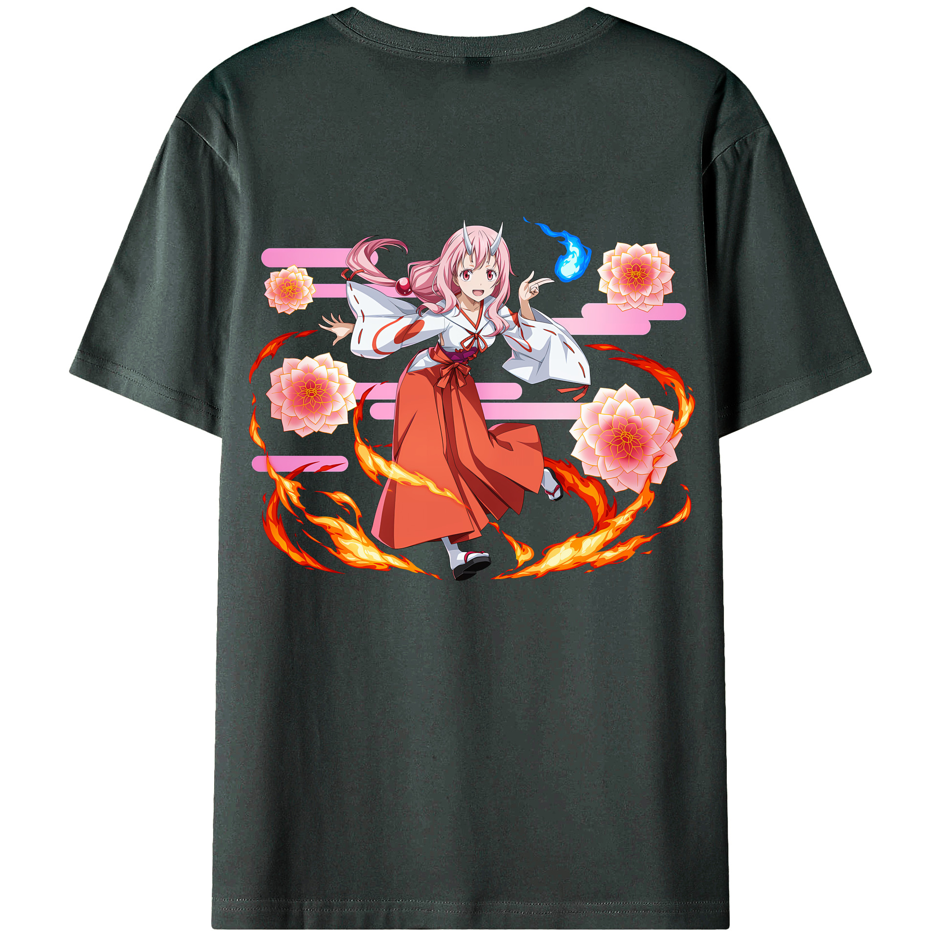 （画像用） 転スラ Regarding Reincarnated to Slime 綿100％ メンズ半袖Tシャツ（バックプリント） 通気性